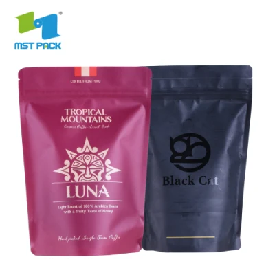 Custom Printing Round Bottom Coffee Bean Packaging Bags Stand up Pouches with Ziplock and Window