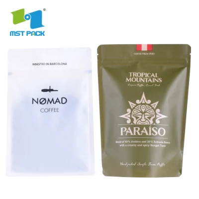 Custom Printing Round Bottom Coffee Bean Packaging Bags Stand up Pouches with Ziplock and Window