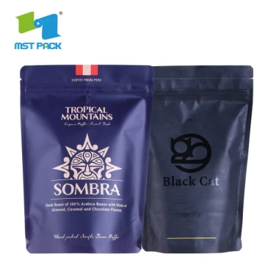 Custom Printing Round Bottom Coffee Bean Packaging Bags Stand up Pouches with Ziplock and Window