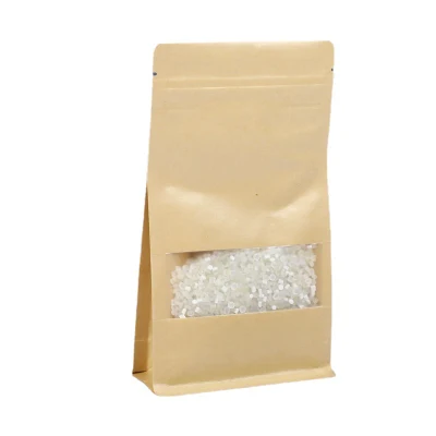 28 Micron Eco-Friendly Food Snack Nut Zipper Stand up Pouch Packaging Compostable Zip Lock Coffee Tea Kraft Paper Doypack Biodegradable Bag with Clean Window