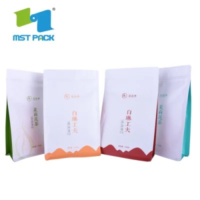  Food Grade Doypack 100% Biodegradable Paper Plastic Bag for Coffee Tea Packing