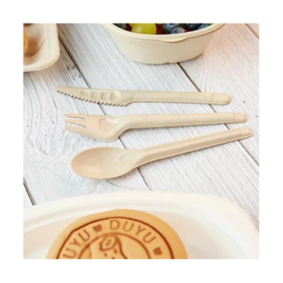 Wholesale Customized Biodegradable Disposable Sugar Cane Pulp Knife, Fork &amp; Spoon Cutlery