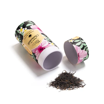  Food Grade Recycled Cardboard Cylinder Loose Leaf Tea Coffee Packaging Box Round Black Kraft Container Paper Tube Packaging