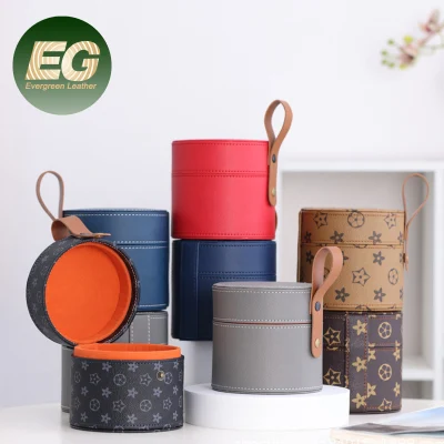  Sh2388 Round Black Waterproof PU Leather Pouch Cute Tea Set Case Bags Custom Logo Mini Small Brushes Travel cosmetic Luxury Makeup Bag