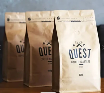  Biodegradable Compostable 250gr Tin Tie Flat Bottom Coffee Kraft Paper Pouch Packaging Tea Coffee Bag with Valve to Pack Coffee