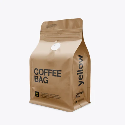 1kg Resealable Customized Kraft Bags Valve and with Zipper Coffee Bean Bag