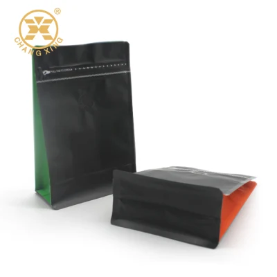 Wholesale Custom Printing Square Bottom 250g 500g 1kg Coffee Pouches Zip Top Aluminum Foil Flat Bottom Bags with Valve