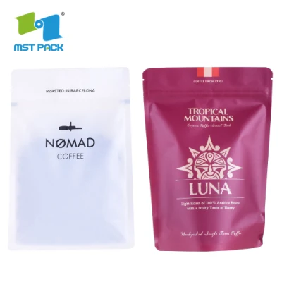 Custom Printing Round Bottom Coffee Bean Packaging Bags Stand up Pouches with Ziplock and Window