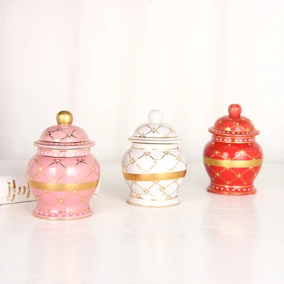  J278p Unique Design Thanksgiving Day Pink Decoration Candle Jar Mini Ceramic Sugar Coffee Tea Jars with Lids
