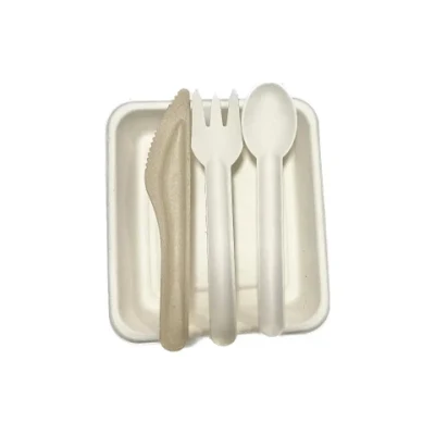 Wholesale Customized Biodegradable Disposable Sugar Cane Pulp Knife, Fork &amp; Spoon Cutlery