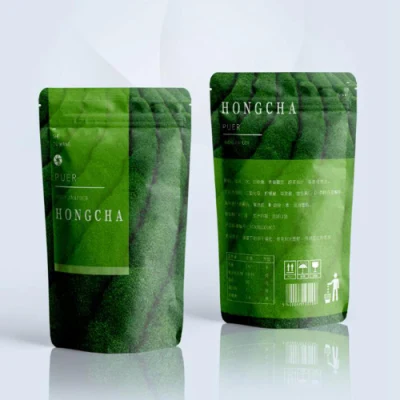 Green Tea Packaging Bag Custom Printed Doypack Coffee Pouch Empty Tea Bag Packaging Smell Proof Popular