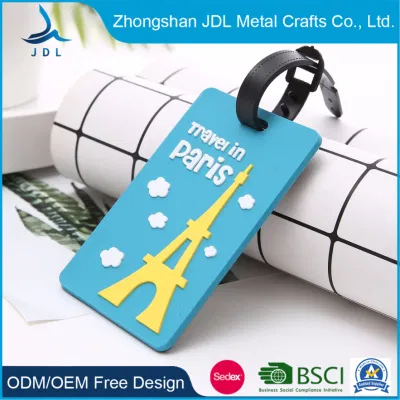 Fashionable Custom with Personalized Logo and Multiple Insert Cards Identifier Initial ID Colors Rubber Soft PVC Bag Luggage Tag