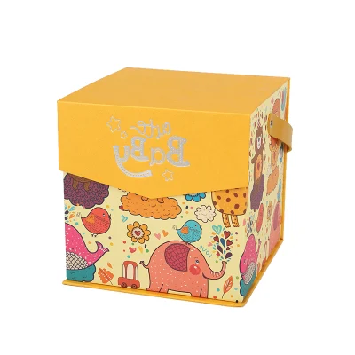 Hot Sale Customized Logo Printed Blue Yellow Luxury Cardboard Paper Cosmetics Box Magnetic Cloth Doll Holiday Gift Packaging Box