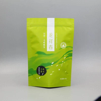 Green Tea Packaging Bag Custom Printed Doypack Coffee Pouch Empty Tea Bag Packaging Smell Proof Popular