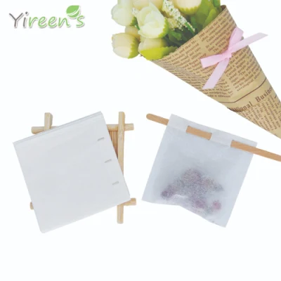  Custom 70&times; 70mm Disposable Coffee Maker Filter Paper Bags Tea Infusers with 3 Holes Plus Sticks Hangable Onto The Mug