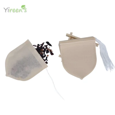  Disposable Chlorine Free Water-Drop Shape Filter Paper Coffee Bag Tea Infusers with Strings 85X 95mm