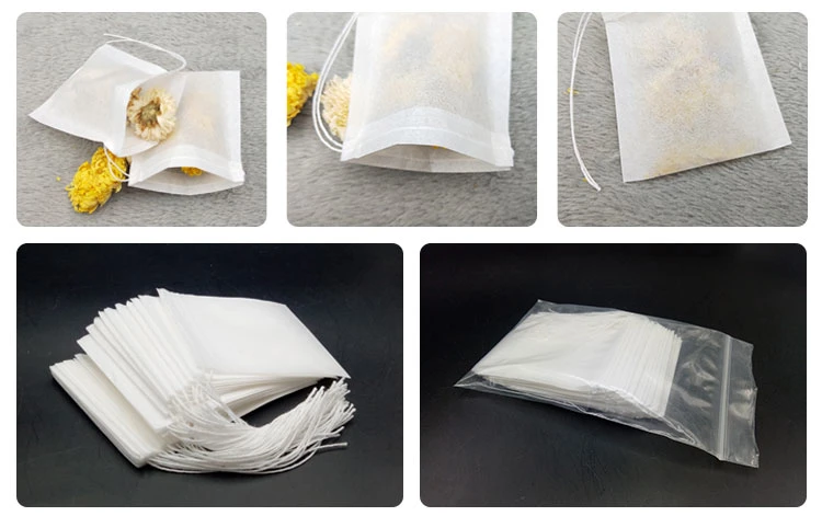 Empty Filter Paper Bag with Drawstring Individual Tea Bags with Strings