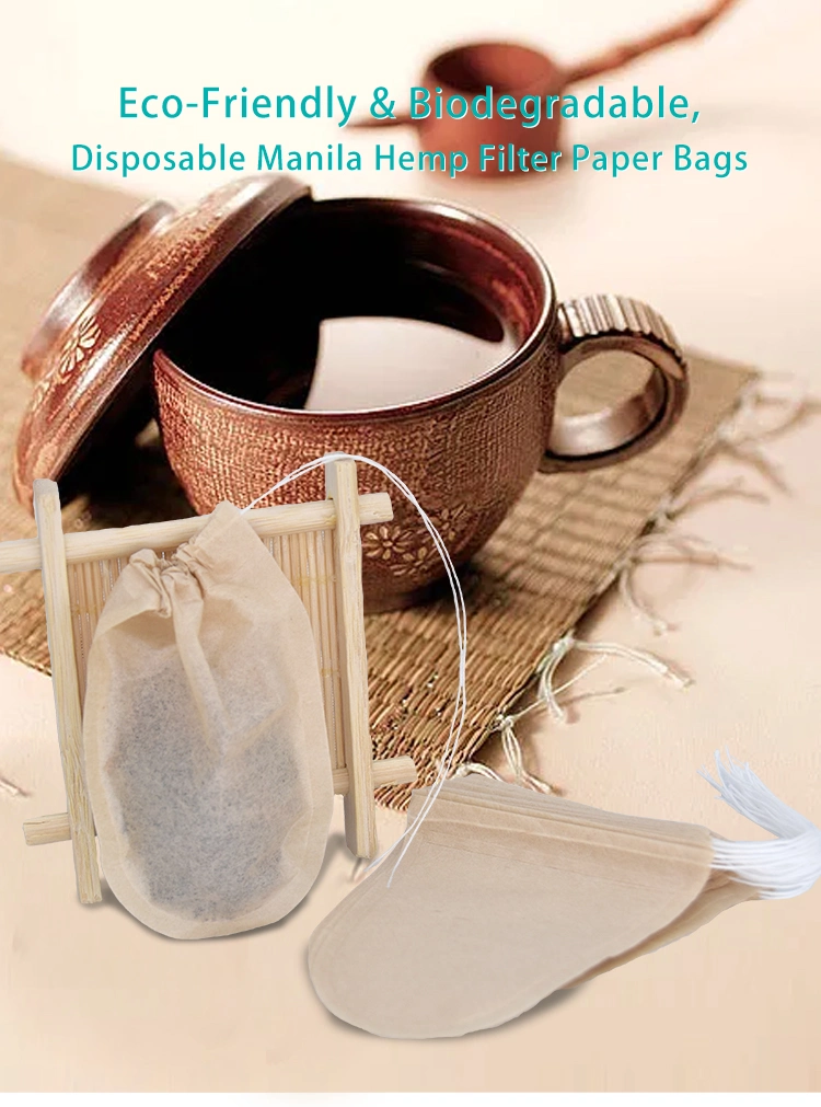 Creative U Shape Disposable Biodegradable Filter Paper Tea Bags, Made of Unbleached Manila Hemp Paper, Could Customize The Personal Tag and Size