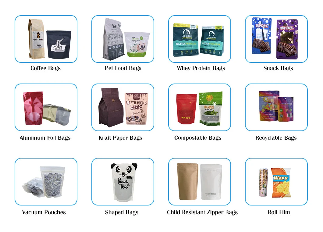 Aluminum Foil Kraft Paper Zip Lock Flat Bottom Gift Luxury Tea Protein Powder Fruit Vegetable Seafood Frozen Food Milk Candy Sugar Food Packaging