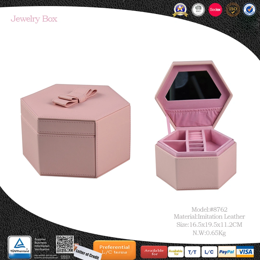 2018 New Styles Fashion Pink Leather 2 Layer Jewelry Gift Box Packaging (8763)