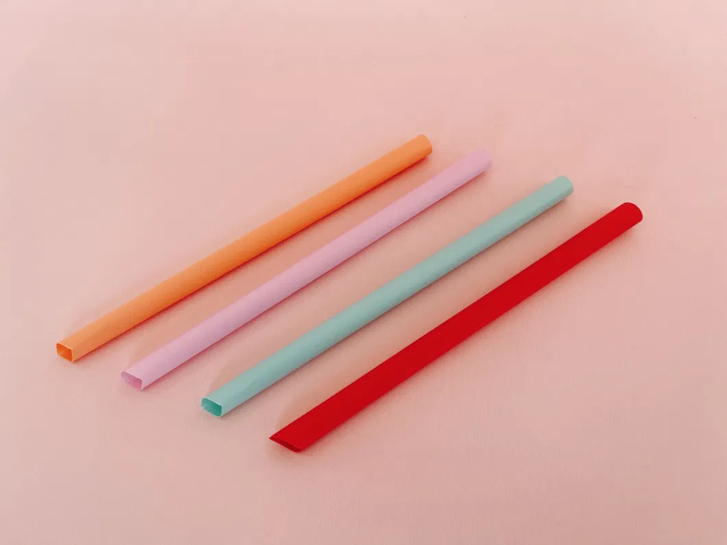 Colorful Bubble Tea Straight Straw Degradable Individually Packaged PLA Straws with Wrap Printing Paper