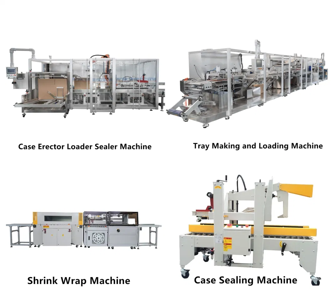 Automatic Carton Packer Packing/Packaging Machine with Case Box Sealing Erecting Loading and Palletizing