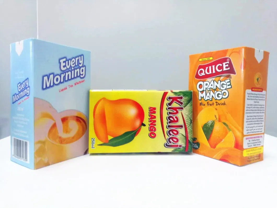 250ml Aseptic Packaging Paper Material with Laminating for Juice/Milk/Wine/Tea