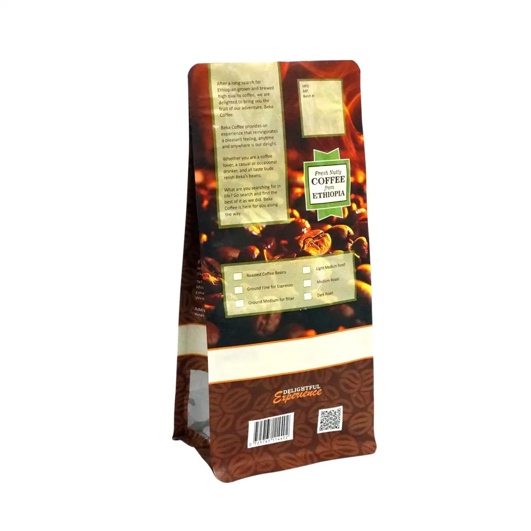 Custom Printed Empty Coffee Bean Tea Food Packaging Bag Zipper Pouch