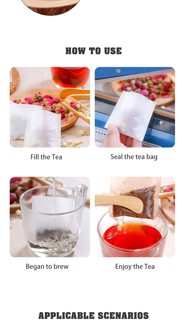 Disposable Biodegradable 50 X 60mm Empty Tea Bags, Heat Sealing Tea Filters, Food-Grade Filter Paper Bag