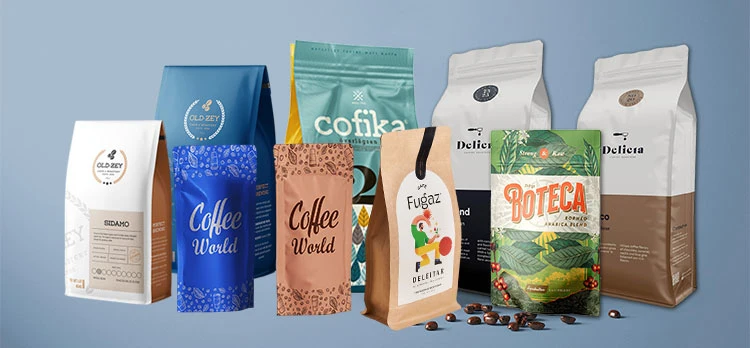 Factory Manufacturer Custom Resealable Flat Bottom Kraft Paper Coffee Bean Packaging