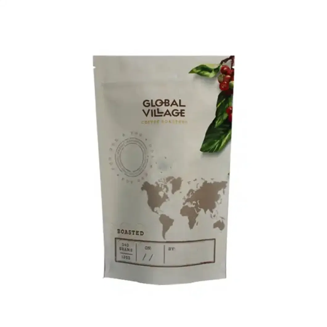 Compostable Custom Printed Logo Ziplock Biodegradable Valve Stand up Pouch Kraft Paper Packaging Tea Bags Coffee Bag
