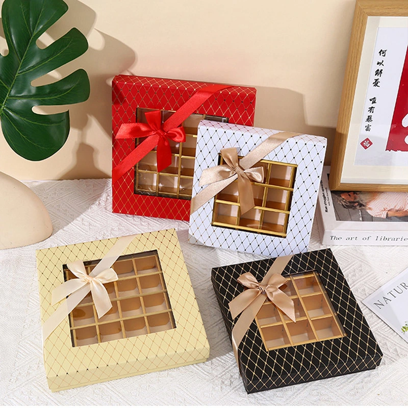 High Quality and Beautiful Chocolate Packaging Box with Decorative Stripes and Bows