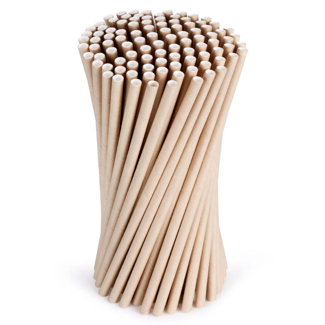 China Factory Wholesale Custom Eco Friendly Biodegradable Disposable Bubble Tea White Brown Paper Drinking Straw