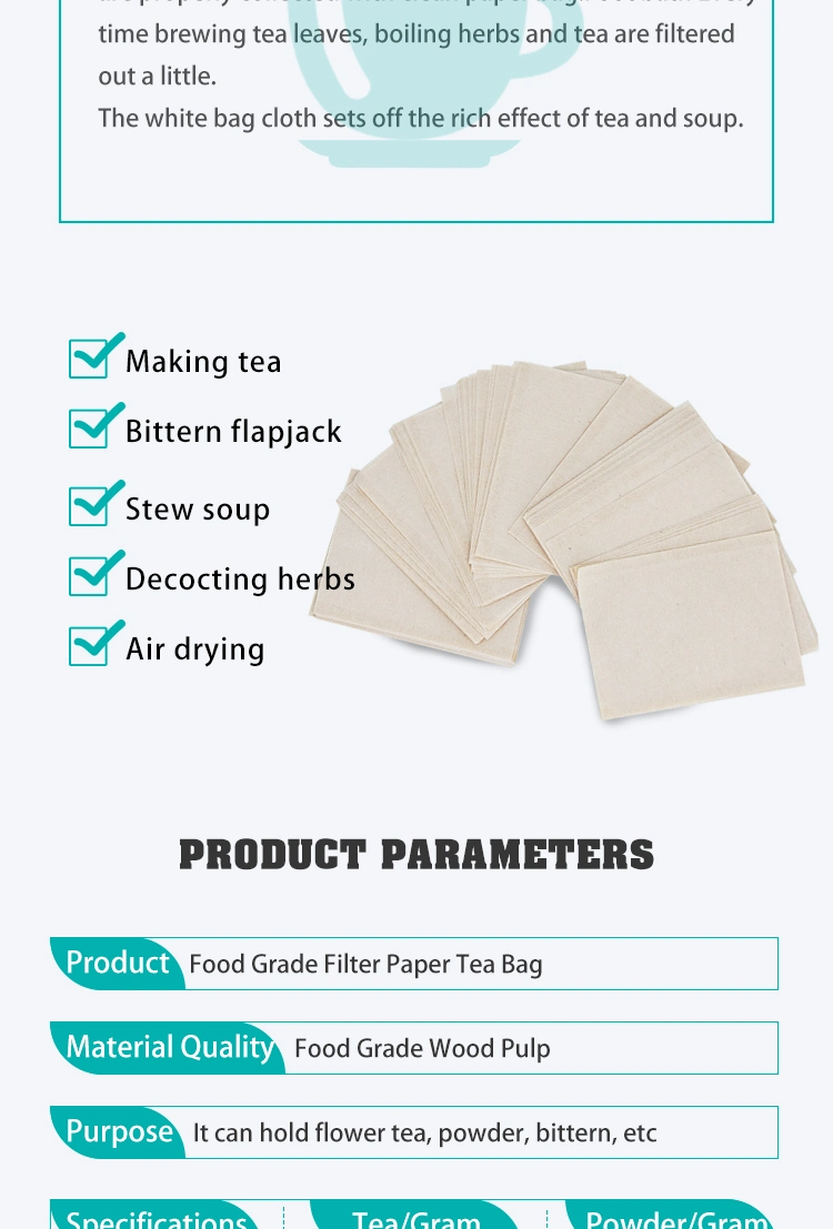 58 X 62mm Disposable Heat Sealable Wood Pulp Paper Tea Filters, No Strings, No Bleach, for Ground Coffee Powder