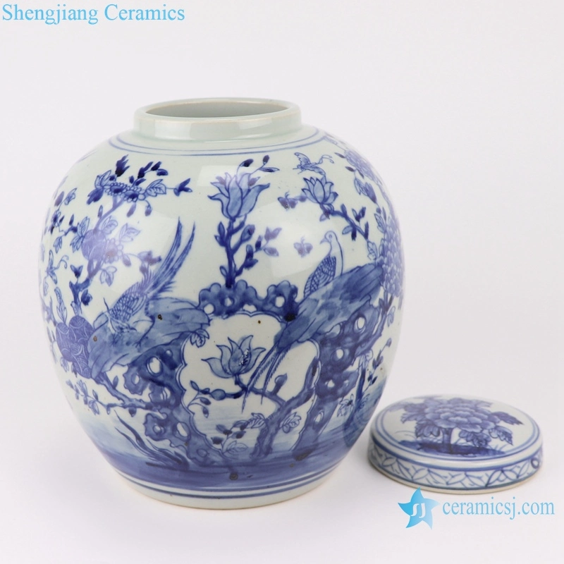 Rzsc03 Jingdezhen Flower and Bird Pattern Man-Made Ceramic Ginger Jar