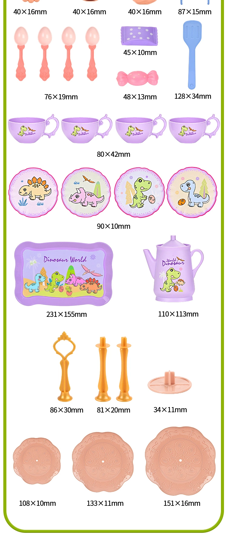 Kid&prime;s Earlier Educational Toy Dinosaur Tea Set Gift Box Set for Afternoon Tea Kitchen Toy Set