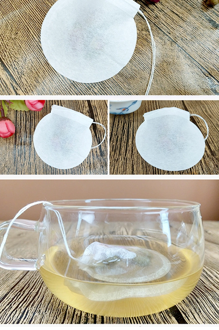 Creative Round Shape Tea Infuser Leaf Packing Bags Food Grade Paper Coffee Filters 60mm Diameter with Strings