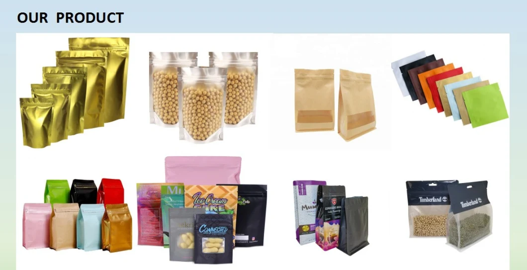 Degradable Food Great White Kraft Paper Vertical Fruits Dry Pouch/Coffee Beans Packaging Bag