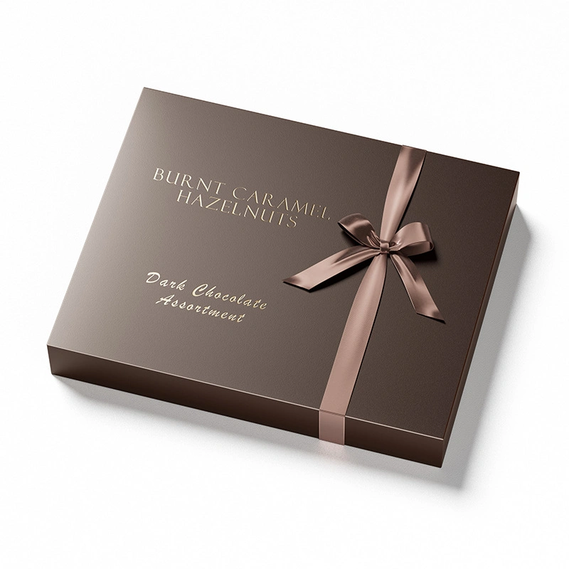 High Quality and Beautiful Chocolate Packaging Box with Decorative Stripes and Bows