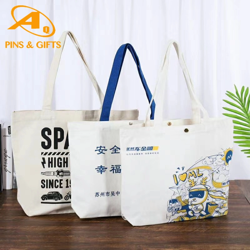 Custom Logo Environmentally Friendly Reusable Canvas Shopping Bag Eco Greige Foldable Cotton Canvas Tote Sublimation Blank