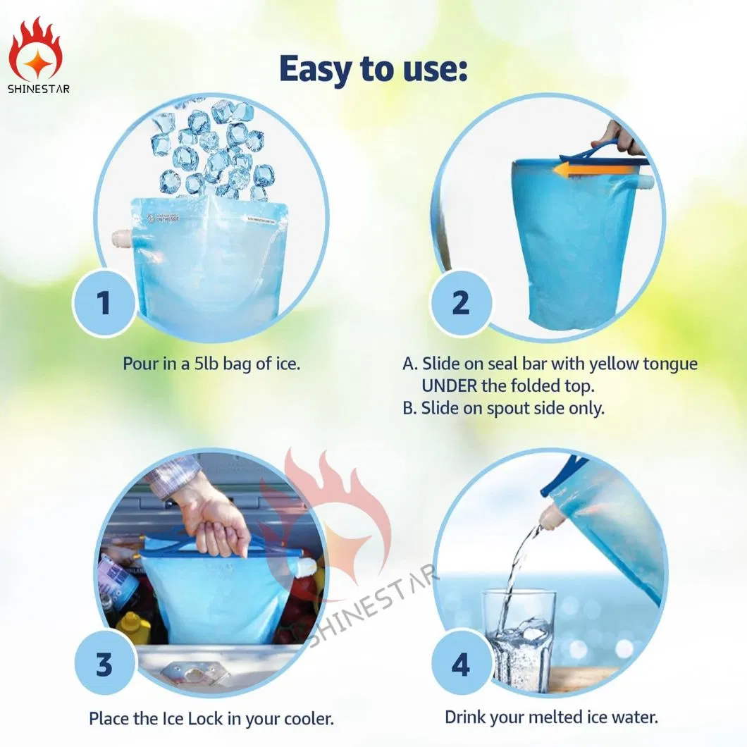 Reusable Ice Pack for Cooler Plastic Packaging Bag Ice Cube Packing Bags Spout Pouch