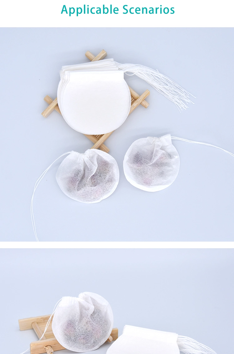Custom 75mm Round Shape Tea Bags with Strings Disposable Food Grade Paper Coffee Filters Medicine Powder Packing Pouches