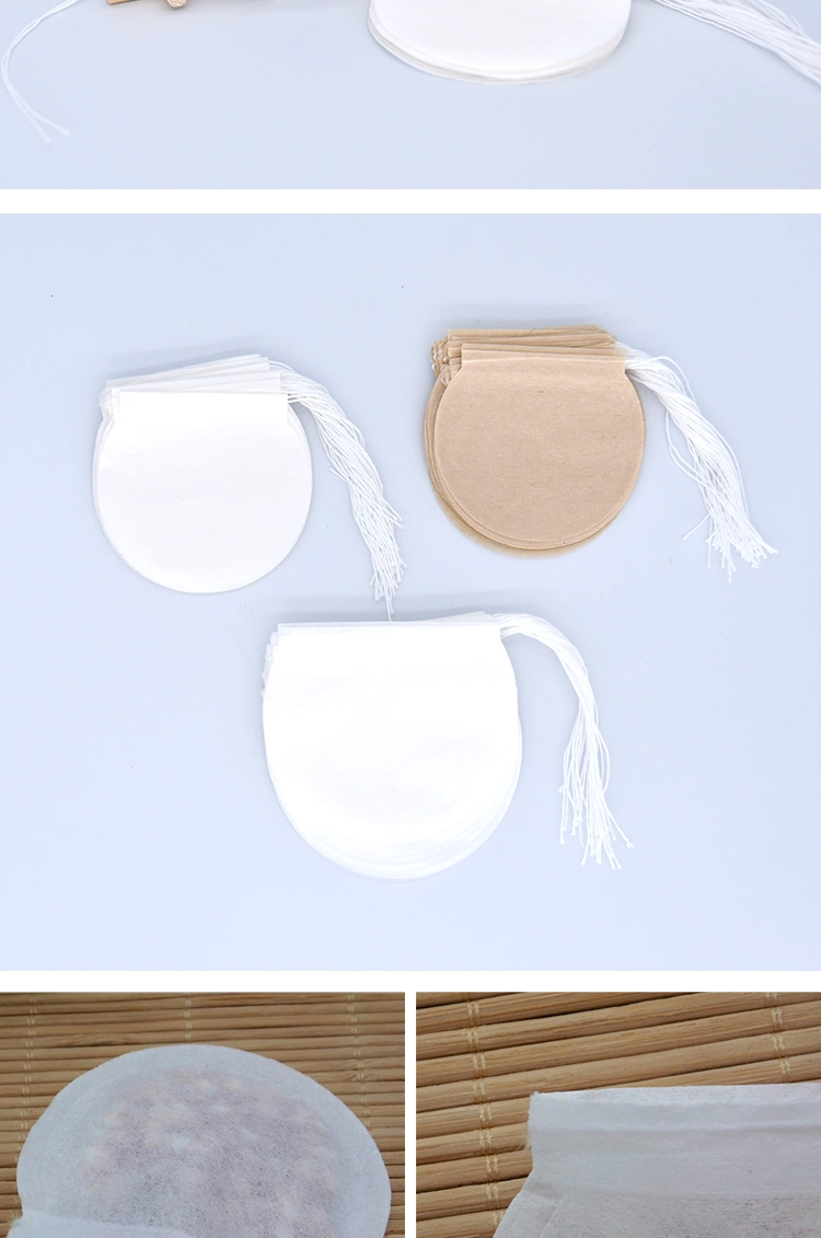 Creative Round Shape Tea Infuser Leaf Packing Bags Food Grade Paper Coffee Filters 60mm Diameter with Strings