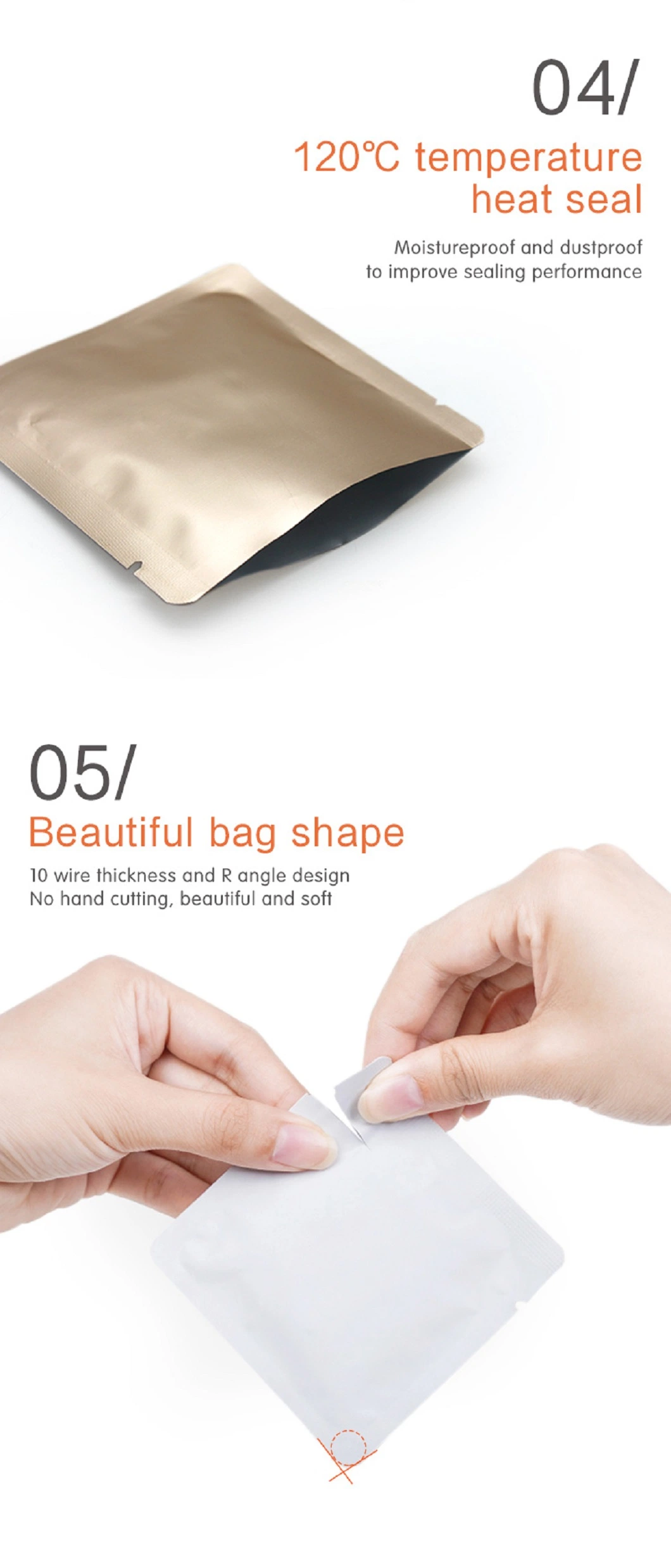 Custom Printed Biodegradable Aluminum Foil Packaging Empty Coffee Tea Bag