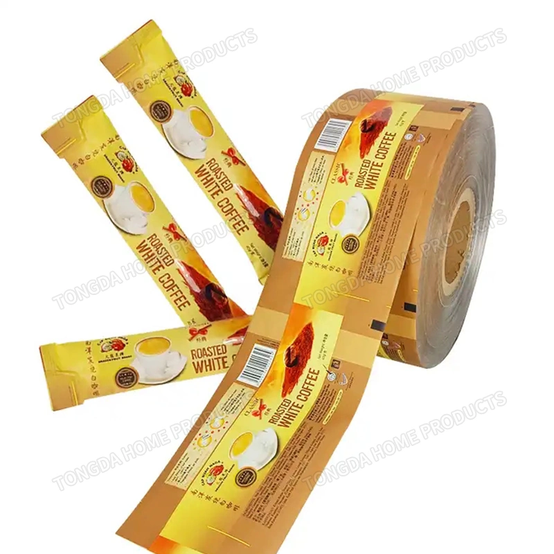 Custom Foil Laminated Instant Coffee Milk Matcha Tea Collagen Powder Honey Sachet Sticks Wrapper Automatic Packaging Roll Film