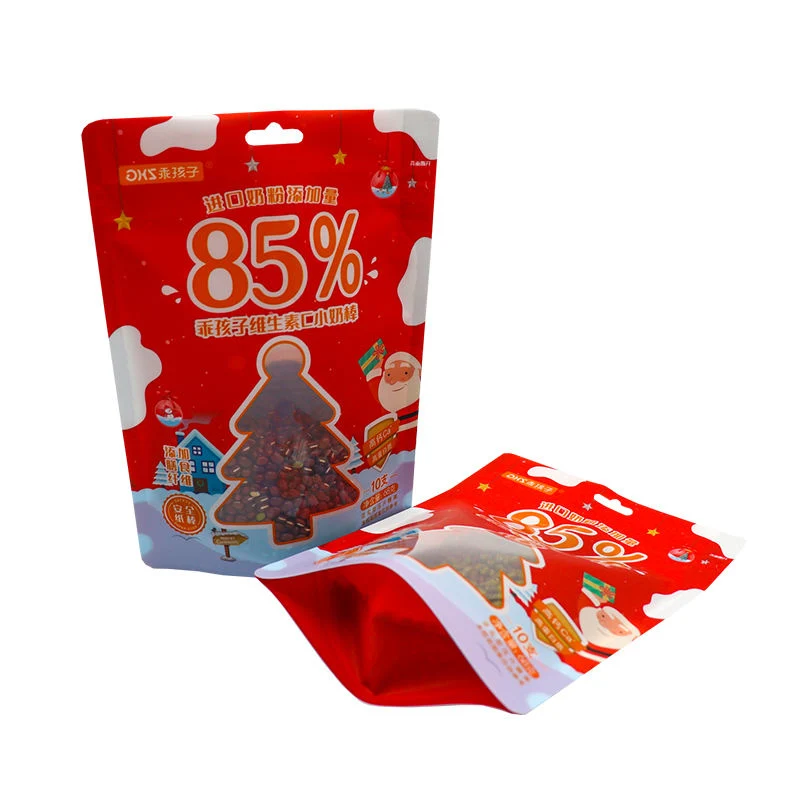 Stand up Pouch Food Packaging Bags Christmas Popping Candy Food Print Packaged Plastic Package with Zipper