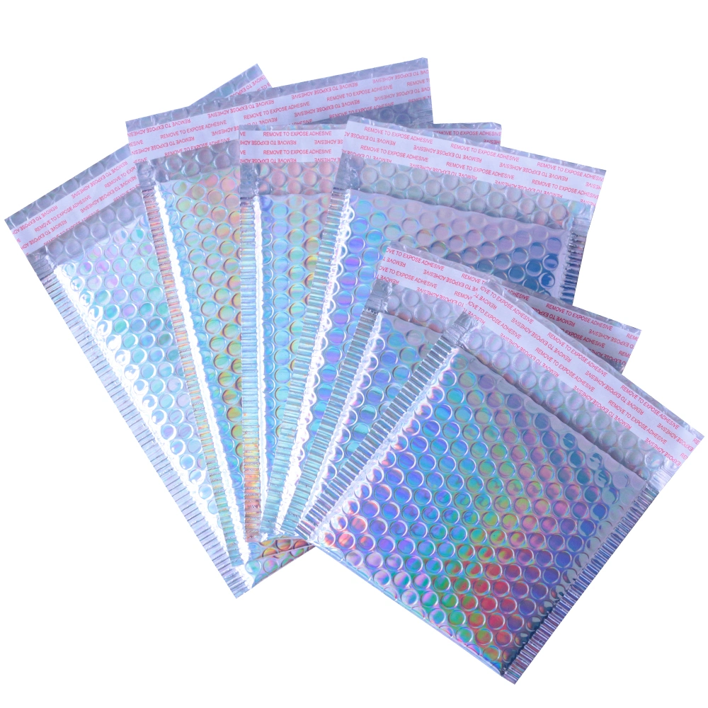 Hot Sales Customize Logo Size Color Delivery Envelope Glitter Metallic Holographic Mailing Bags Bubble Mailer for Package