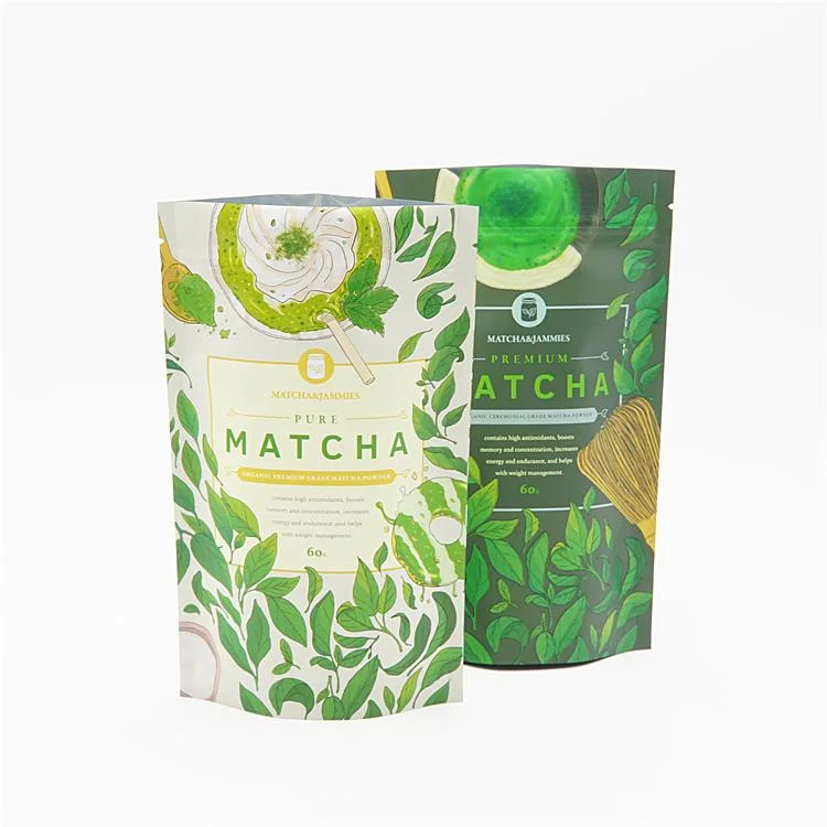 Custom Printed Resealable Pouch Empty Tea Bags Smell Proof Aluminum Foil Stand up Pouch with Zipper Food Packaging Bag