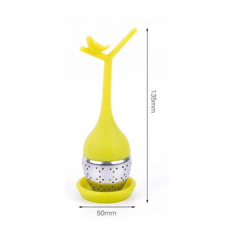 Tea Infuser for Loose Leaf Silicone Tea Filter, Long Handle Branch Bird Creative Design Stainless Steel Ultra Fine Mesh Tea Strainer &amp; Steeper, Drip Esg12160