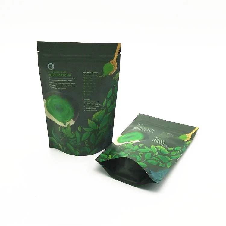 Custom Printed Resealable Pouch Empty Tea Bags Smell Proof Aluminum Foil Stand up Pouch with Zipper Food Packaging Bag